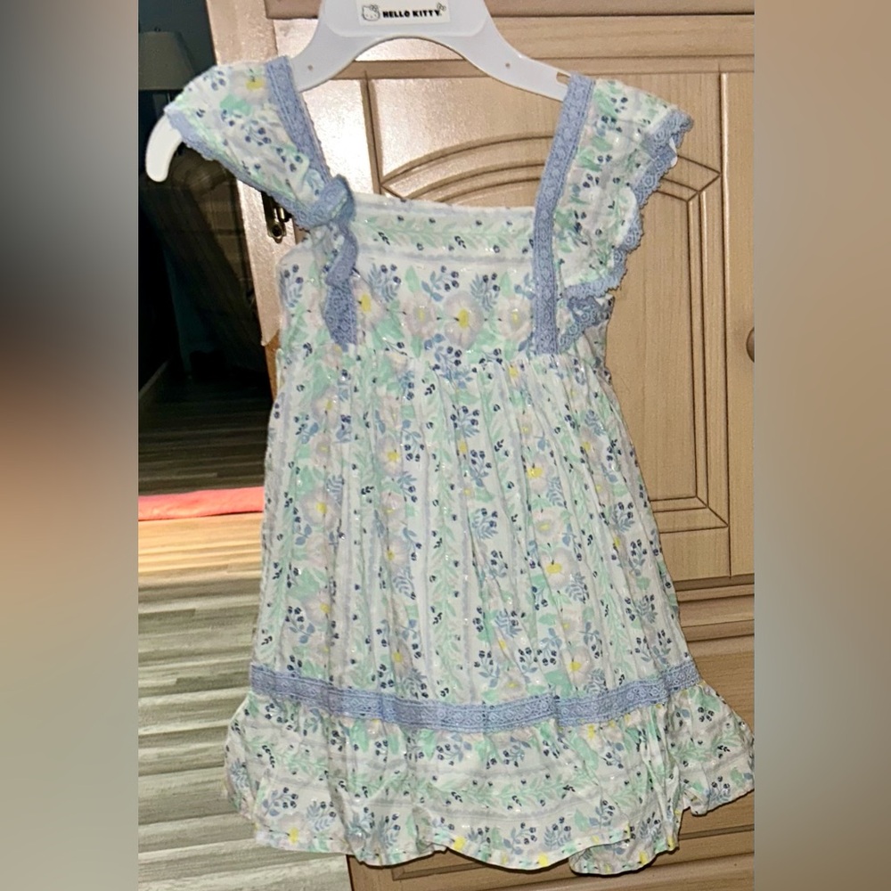 cupcakes & cashmere Floral Kids Dress with Blue Accents